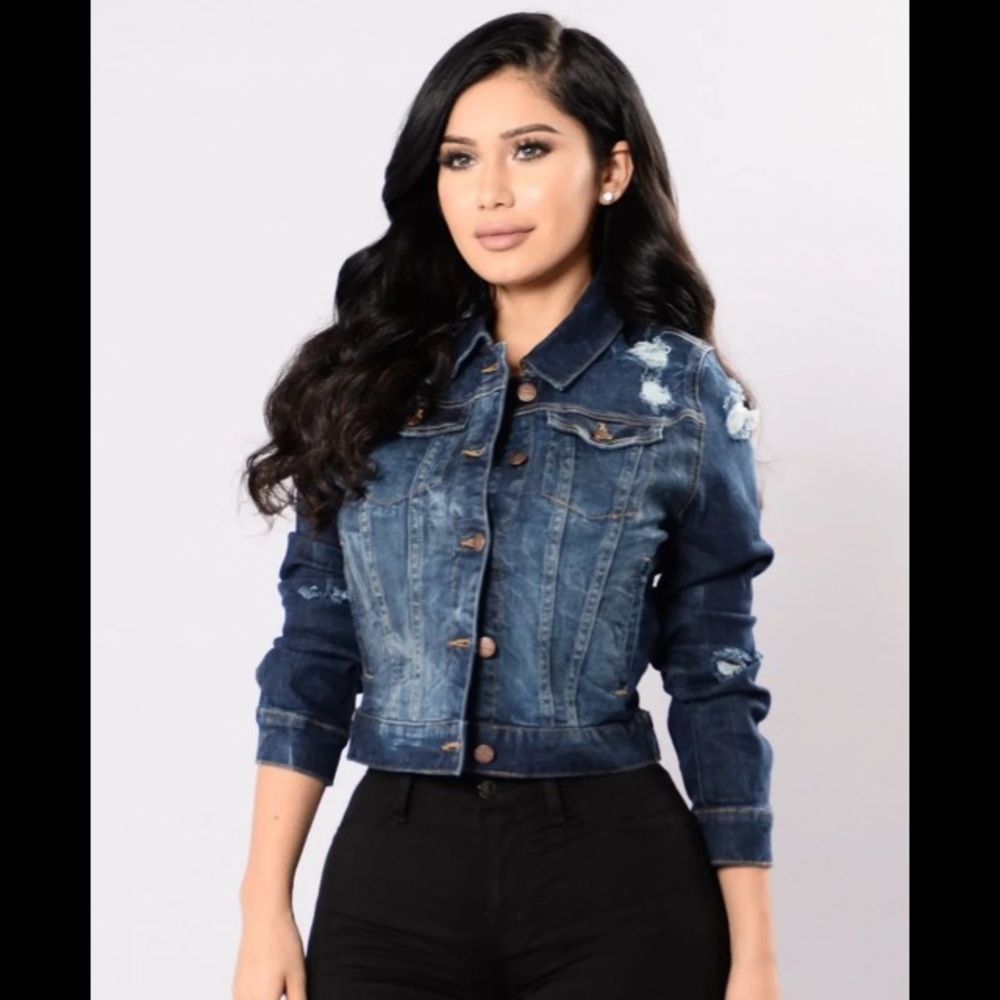 Kelly denim jacket- dark fashion nova